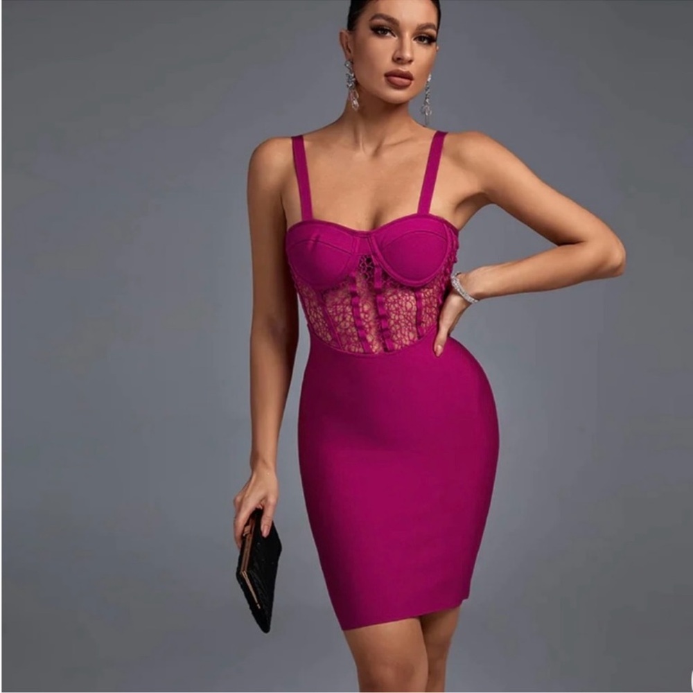 Elegant Magenta Bodycon Dress